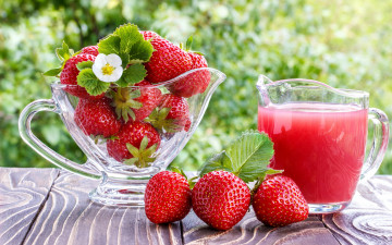 Картинка еда клубника +земляника ягоды сок