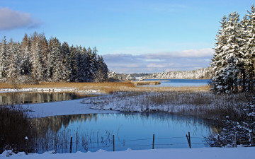 Картинка природа зима озеро