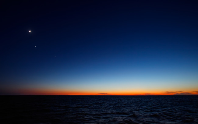 Обои картинки фото ocean, природа, моря, океаны, горизонт, звезды, неьо, океан, заря, утро