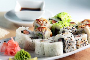 Картинка еда рыба +морепродукты +суши +роллы роллы васаби имбирь