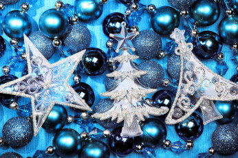 Картинка праздничные украшения елочки звездочка синий
