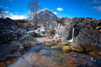 Картинка природа водопады горы камни ручей обрыв водопад