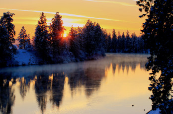 Картинка природа реки озера солнце туман