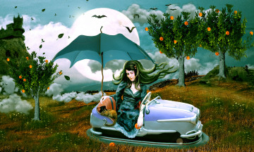 Картинка фэнтези девушки зонт