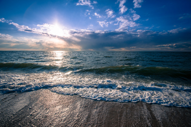 Обои картинки фото природа, моря, океаны, океан, волны, облака, свет