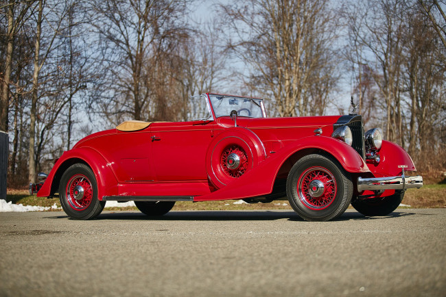 Обои картинки фото автомобили, классика, 1934, г, красный, roadster, 1101-719, coupe, eight, packard