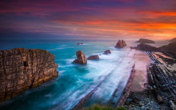 Картинка природа восходы закаты скалы океан