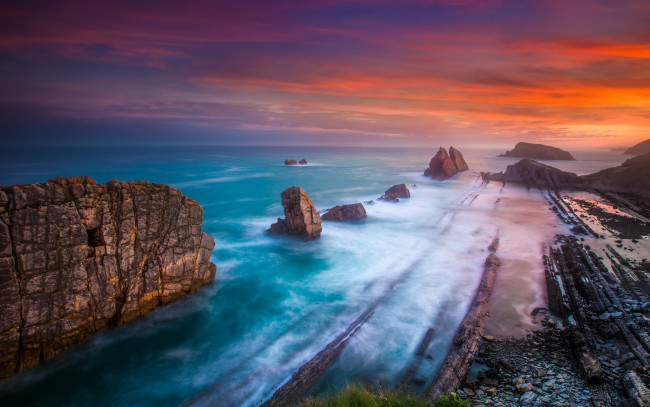 Обои картинки фото природа, восходы, закаты, скалы, океан