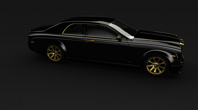 Обои картинки фото rolls-royce phantom bozca gold, автомобили, 3д, gold, bozca, phantom, rolls-royce