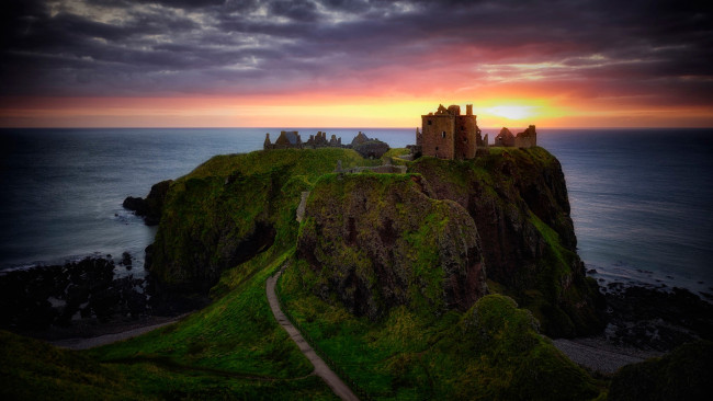 Обои картинки фото города, - дворцы,  замки,  крепости, замок, данноттар, шотландия