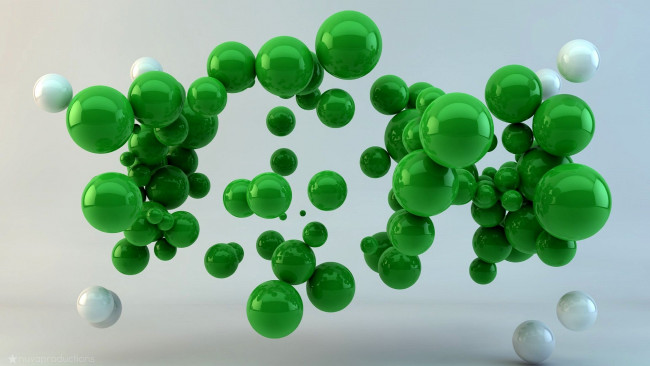 Обои картинки фото 3д графика, шары , balls, шарики, зеленые, белые