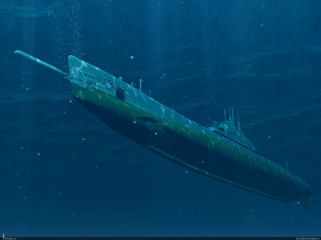 Обои картинки фото подводная, лодка, корабли, подводные, лодки, атака, торпеда