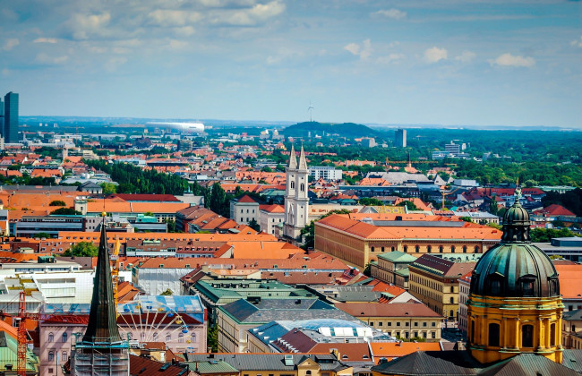 Обои картинки фото мюнхен , германия, города, - панорамы, крыши
