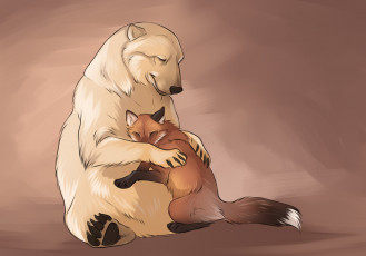 Картинка рисованное животные медведь лиса