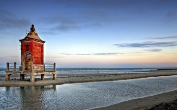 Картинка природа маяки песок море отмели будка маяк