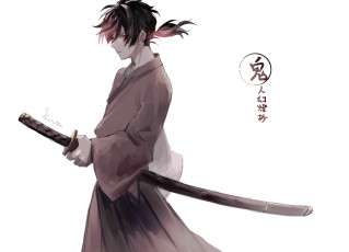 Картинка аниме оружие +техника +технологии самурай