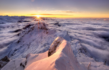 Картинка природа восходы закаты сантис массив альпштайн тумана