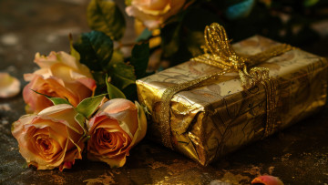 Картинка праздничные подарки+и+коробочки цветы праздник подарок розы свеча букет свечи бант