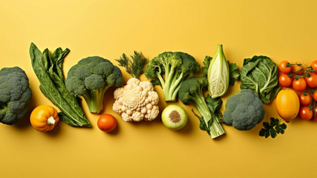 Обои картинки фото еда, овощи, шпинат, помидоры, брокколи, лук