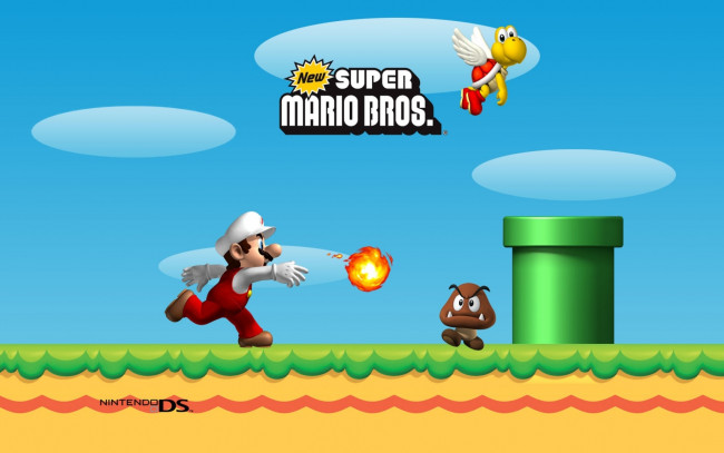 Обои картинки фото видео игры, super mario bros, марио, файербол