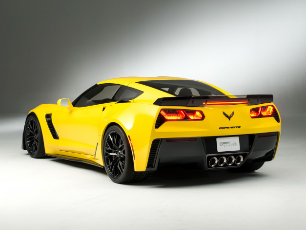 Обои картинки фото автомобили, corvette, stingray, z06, c7, 2014г, желтый