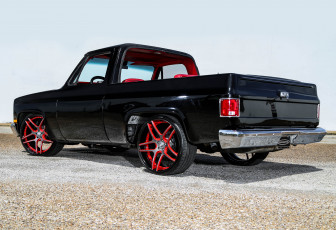 Картинка автомобили custom+pick-up red pickup black rims