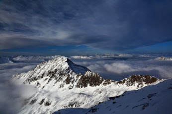 Картинка природа горы снег облака