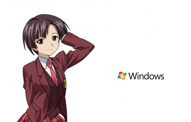 Обои картинки фото компьютеры, windows 7 , vienna, девушка, взгляд, фон, логотип