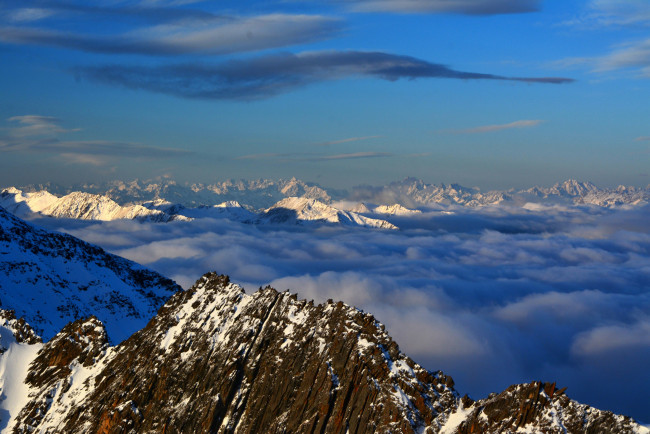 Обои картинки фото природа, горы, облака, снег