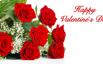 Картинка праздничные день+святого+валентина +сердечки +любовь красивый букет красных роз