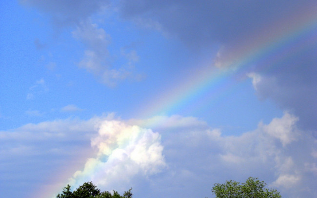 Обои картинки фото природа, радуга, облака, небо
