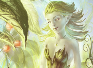 Картинка фэнтези эльфы лес растения девушка эльфийка