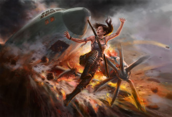 Картинка видео игры tomb raider 2013 самолёт lara croft арт катастрофа