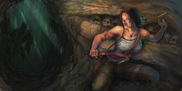 Картинка видео игры tomb raider 2013 арт lara croft черепа ледоруб пещера