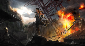 Картинка видео игры tomb raider 2013 арт lara croft взрыв