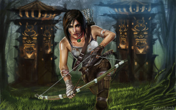 Картинка видео игры tomb raider 2013 лук lara croft лес арт