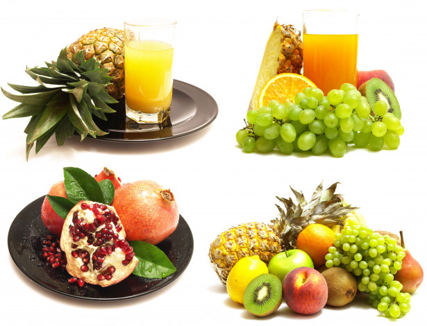 Обои картинки фото еда, фрукты, ягоды, виноград, ананас, сок