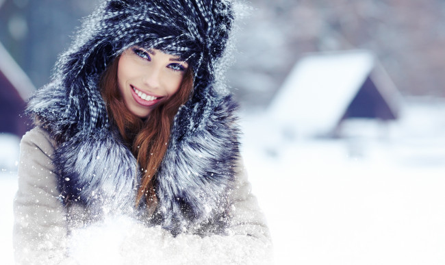 Обои картинки фото -Unsort Лица Портреты, девушки, unsort, лица, портреты, красавица, снег, зима, улыбка