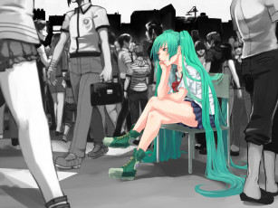 Картинка vocaloid аниме форма школьница люди толпа девушка hatsune miku стул вокалоид арт
