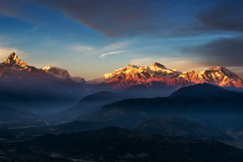 Картинка природа горы рассвет панорама тибет долина
