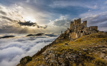 Картинка природа восходы закаты облока пейзаж небо руины замок