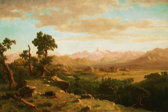 Картинка рисованное природа альберт бирштадт пейзаж горы картина камни долина wind river country