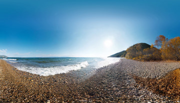 Картинка байкал природа побережье волны галька вода озеро берег камни осень