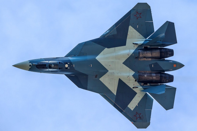Обои картинки фото t-50 pak-fa, авиация, боевые самолёты, истребитель, пятое поколение, многофункциональный истребитель, ввс россии, окб сухого, су-57