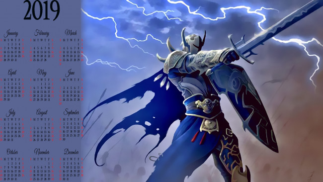 Обои картинки фото календари, фэнтези, шлем, оружие, воин, молния
