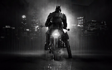 обоя кино фильмы, the batman, бэтмен, мотоцикл, город, дождь