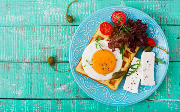 Картинка еда яичные+блюда вафля сыр глазунья каперсы