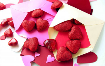 Картинка праздничные день+святого+валентина +сердечки +любовь конверты сердечки