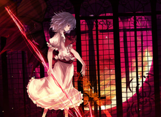 Картинка аниме touhou луна remilia scarlet крылья девушка