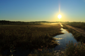 Картинка природа восходы закаты утро рассвет дорога канал